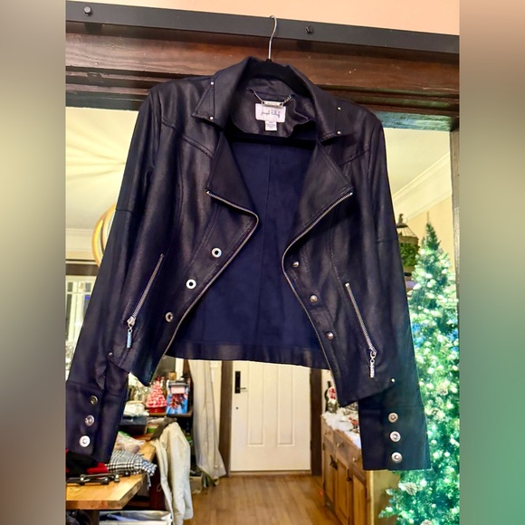 Joseph Ribkoff Midnight Leather Jacket - Picture 2 of 3